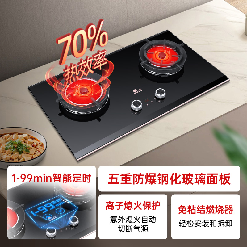 红日(RedSun)烟灶套餐家用欧式23立方瞬吸1000pa强排烟机挥手感应油烟机变频双腔定时套装22H+TEM618B高清大图