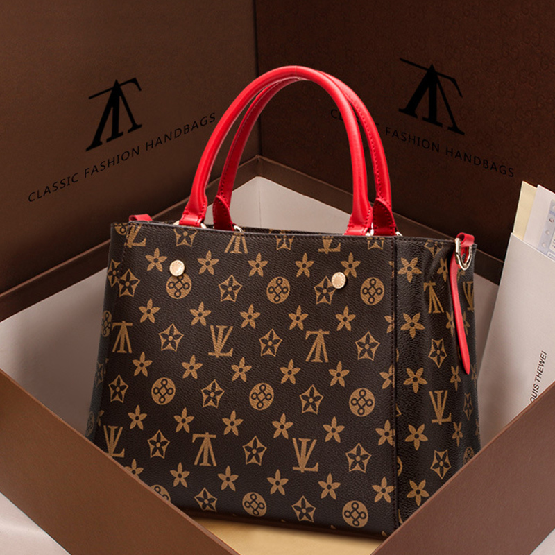 2017新款真皮女包老花单肩斜挎百搭简约手拎女高清大图