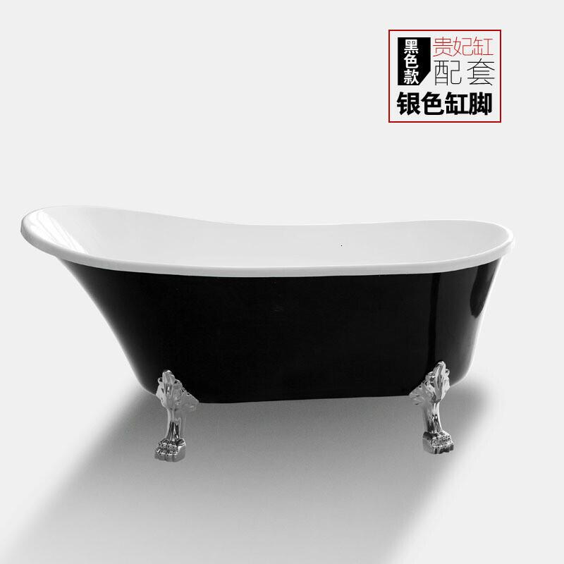 亚克力贵妃浴缸独立欧式美式贵妃缸家用小户型复古浴盆黑色浴缸银色缸脚波迷娜BOMINA