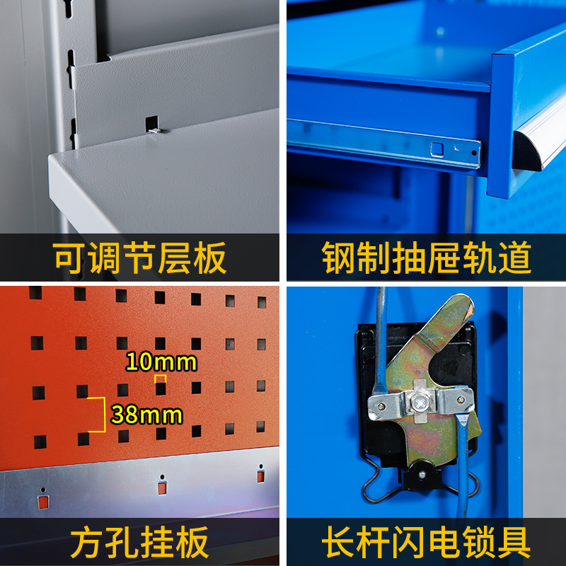 汉诺鑫威重型工具柜车间用双开门储物柜加厚五金收纳箱抽屉式铁皮刀具柜子高清大图