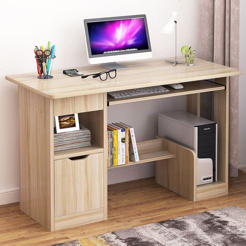 欧意朗电脑桌台式家用电脑桌子简约现代书桌经济型办公桌子 浅胡桃色120cm图片