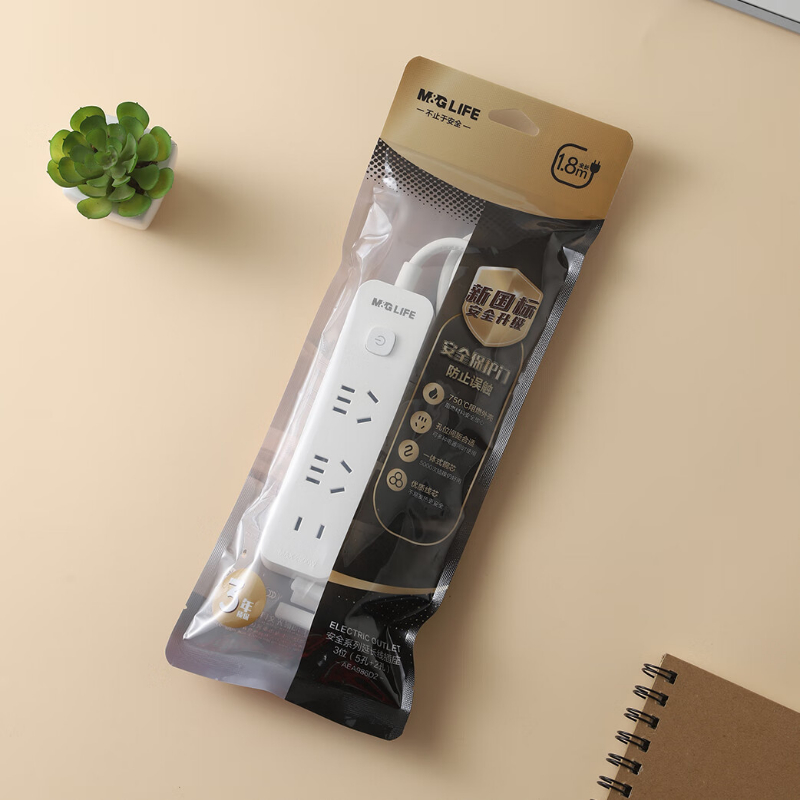 晨光插座3位1.8米延长线操作方便易于安装AEA986D2高清大图