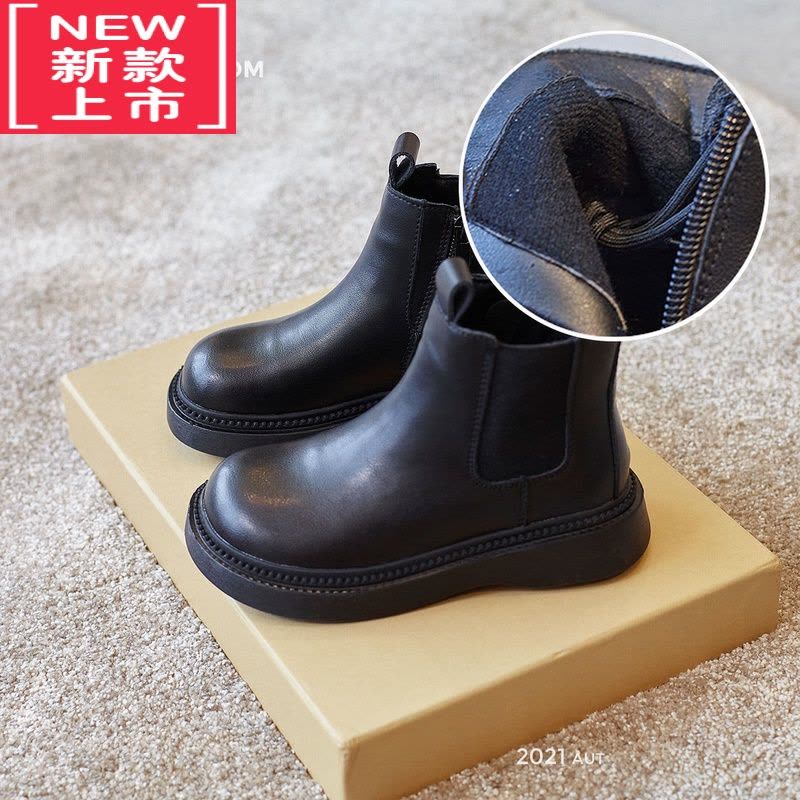 可莉允女童靴子2022新款秋冬季小女孩加绒烟筒靴男童短靴儿童保暖二棉靴图片