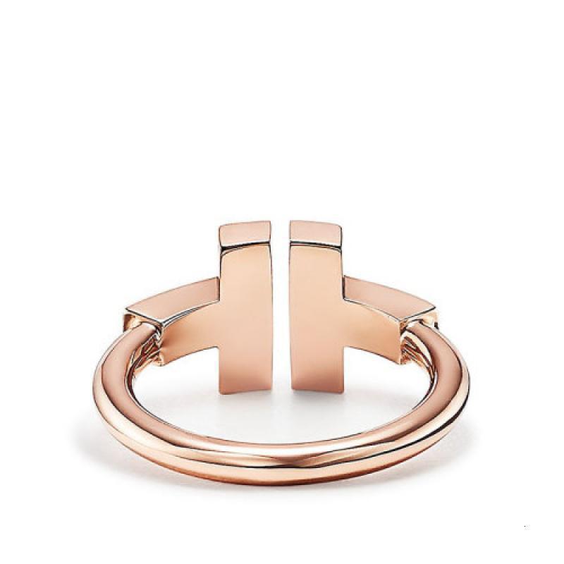 蒂芙尼 经典tiffany t系列18k金玫瑰金镶嵌珍珠母贝t形图案wire戒指