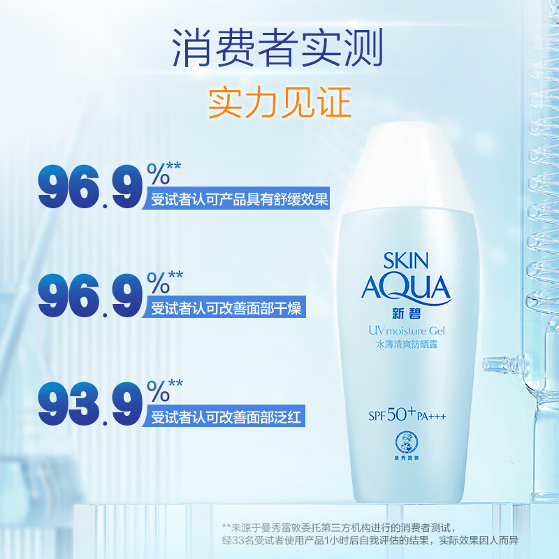 曼秀雷敦(Mentholatum)新碧水薄防晒霜80g 清爽保湿隔离油皮适用户外高倍水润男女士高清大图