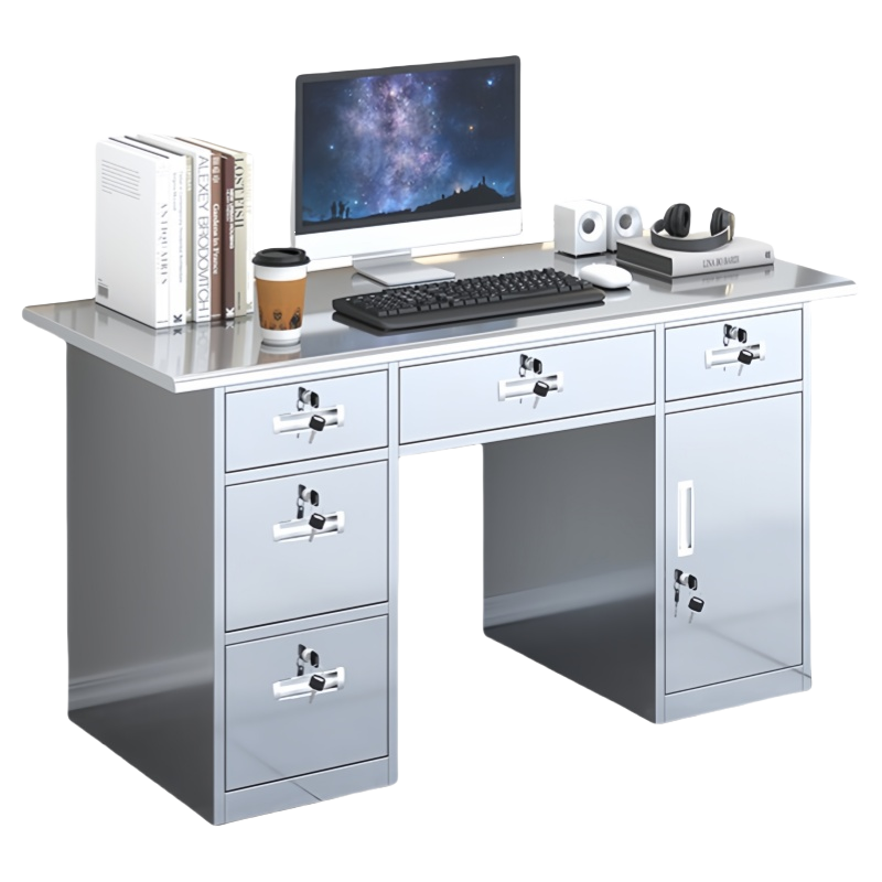 珂洋 不锈钢办公桌 五斗中抽1.2米 张高清大图