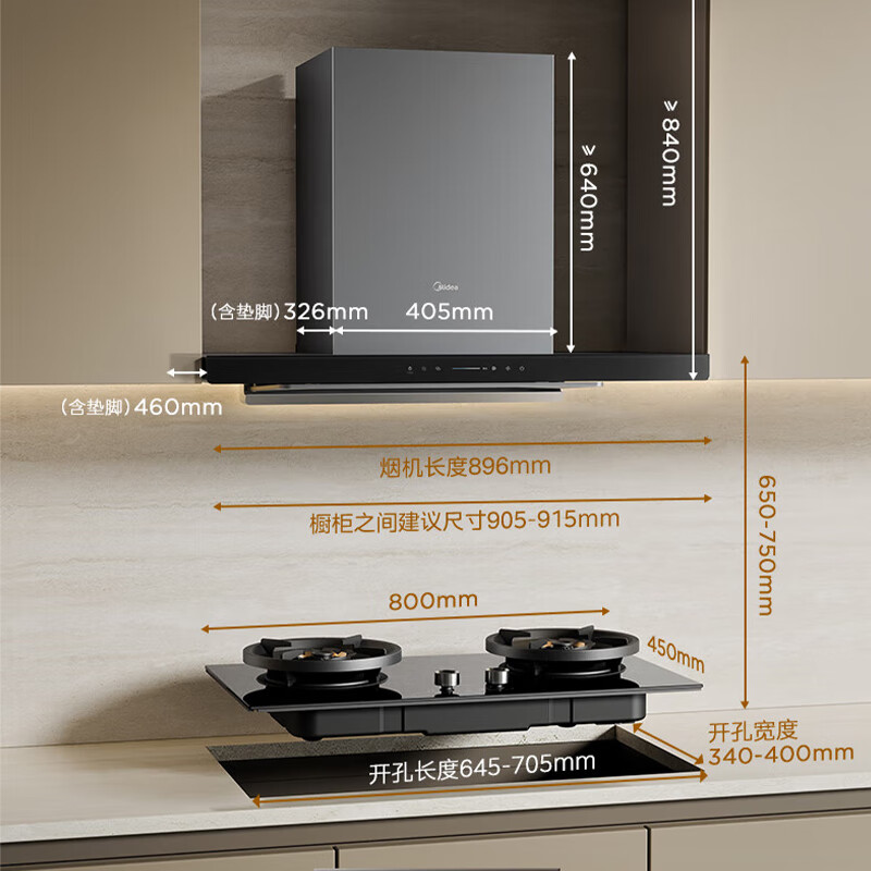 美的欧式吸油烟机25m³大吸力900Pa强静压自动清洗挥手智控CXW-140-A5高清大图