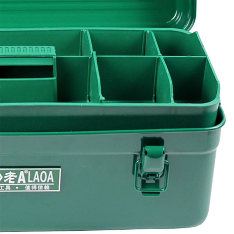 老A(LAOA)LA113410工具箱铁皮手提两层工具盒维修收纳盒16.5英寸