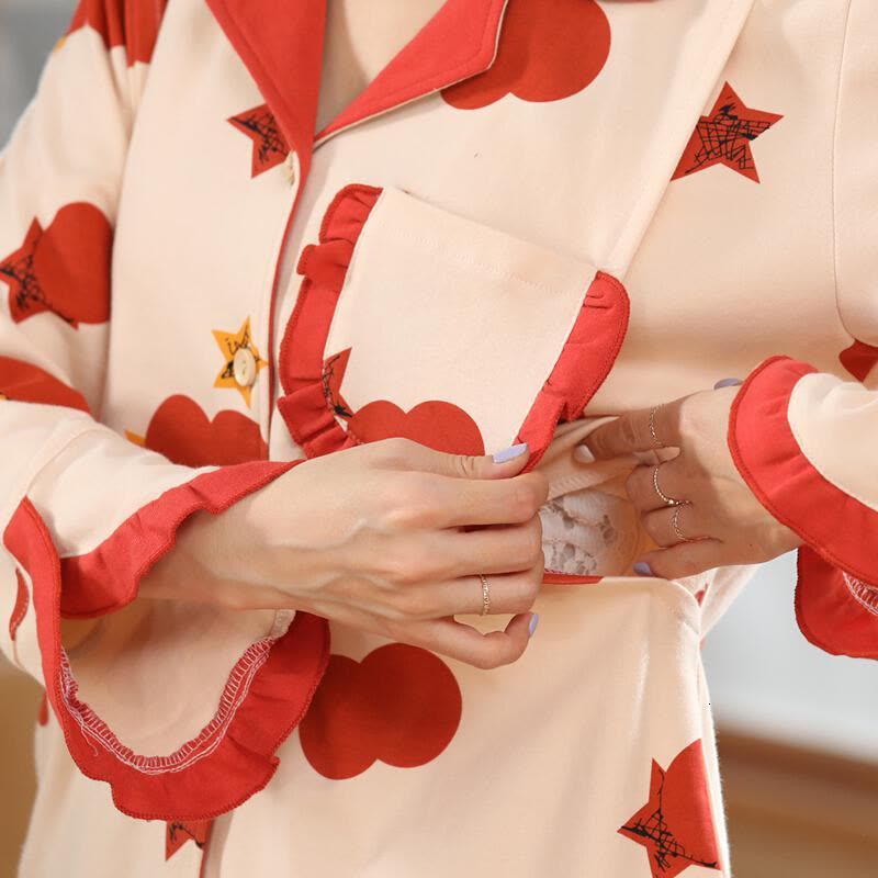 迪鲁奥(DILUAO)YXXM 孕妇装 2021夏季新款春秋薄款棉纱月子服产后喂奶哺乳衣怀孕期孕妇睡衣家居月子服 824图片