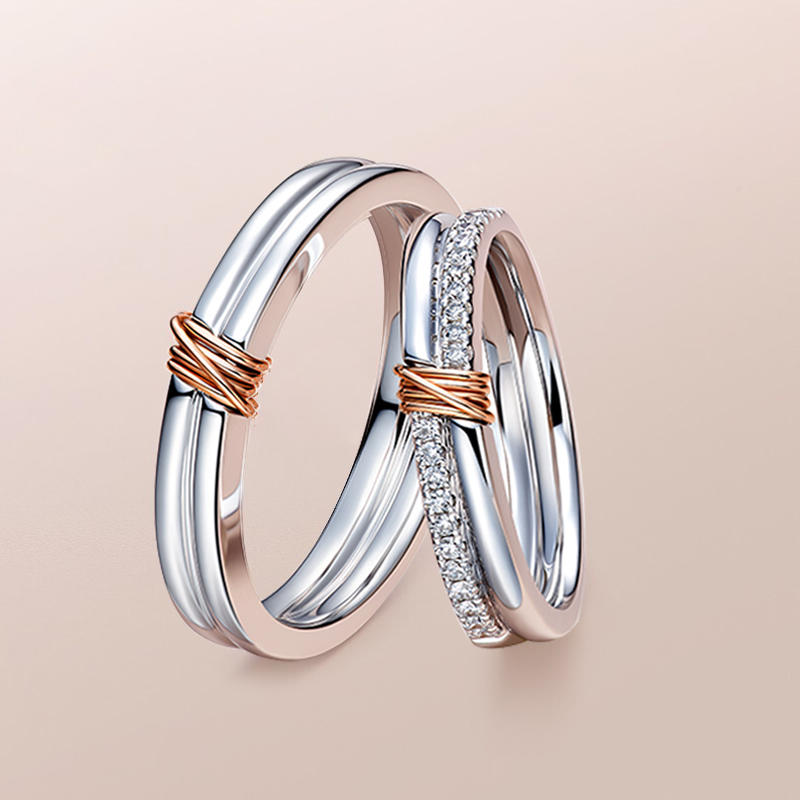 gzuan古钻珠宝简奢18k金钻石情侣订婚戒指结婚戒指dj3093a