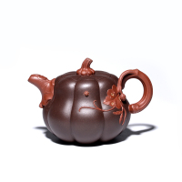 子冶双色南瓜壶Ⅱ原矿老紫泥宜兴紫砂壶茶具名家纯全手工茶具正品