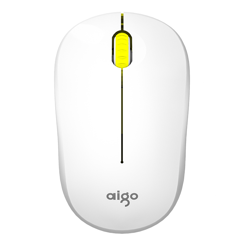 爱国者(aigo) 2.4G无线鼠标 办公鼠标 安静鼠标 右手鼠标 超薄便携笔记本IPAD通用 简约时尚M35 黄白色