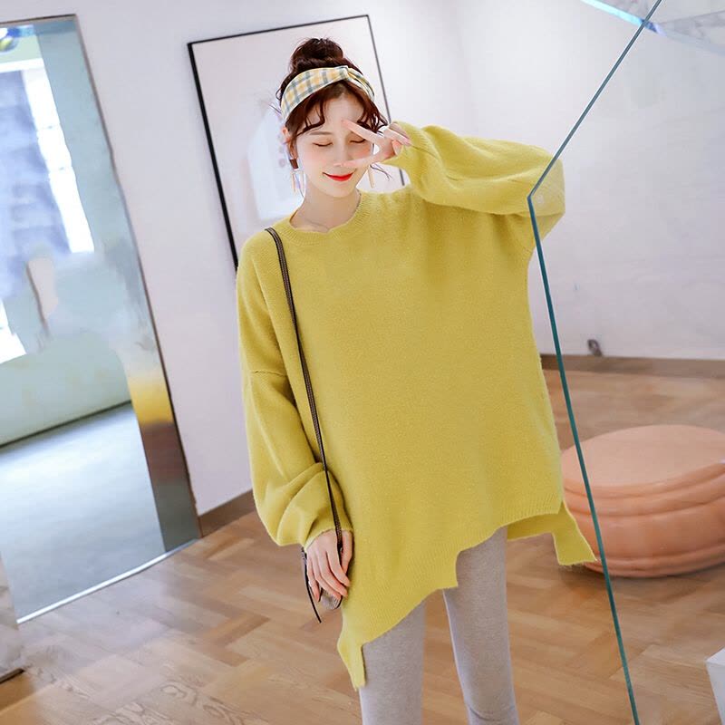 迪鲁奥(DILUAO)孕妇装秋装中长款孕妇宽松套装新款孕妇裙子大码针织衫色 均码[适合约90-160斤]图片