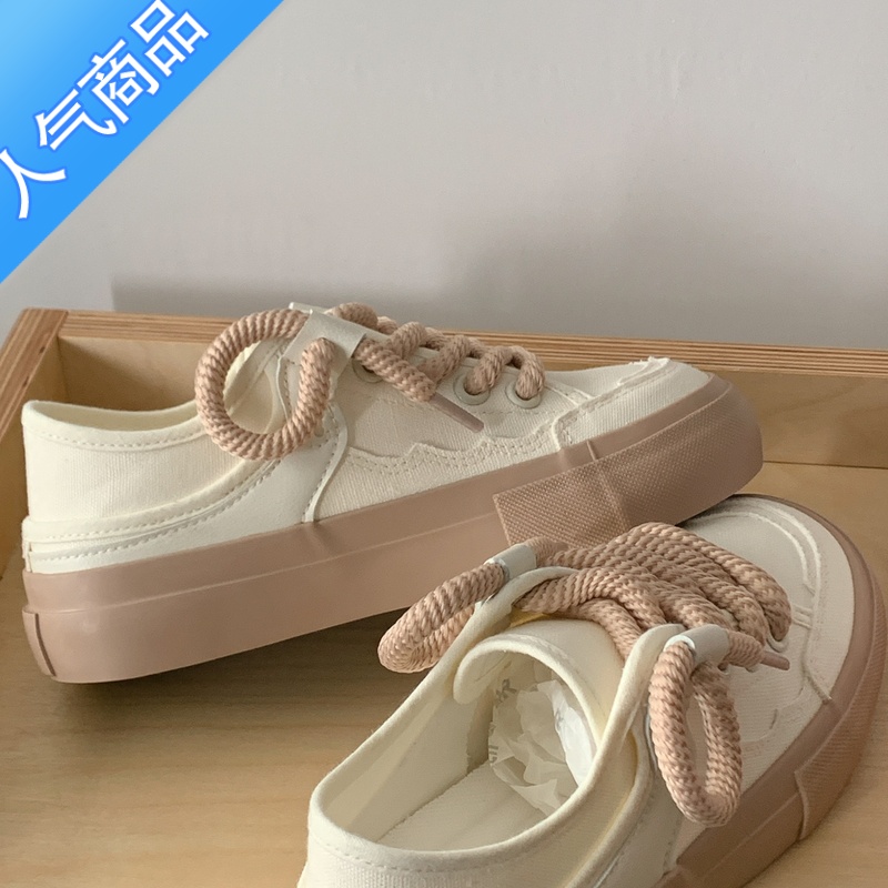 SUNTEK社会猪 限定草莓女鞋帆布鞋休闲百搭板鞋厚底一脚蹬透气小白鞋 米粽 36