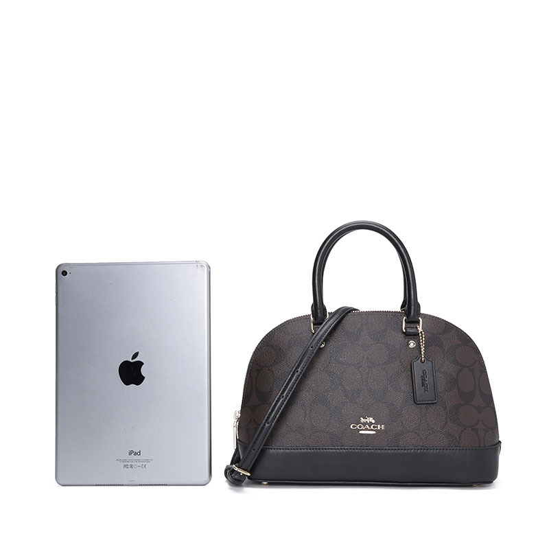 COACH 蔻驰女包 SIERRA SATCHEL 贝壳包 单肩包斜挎包手提包 字母马车标织物F27583金扣