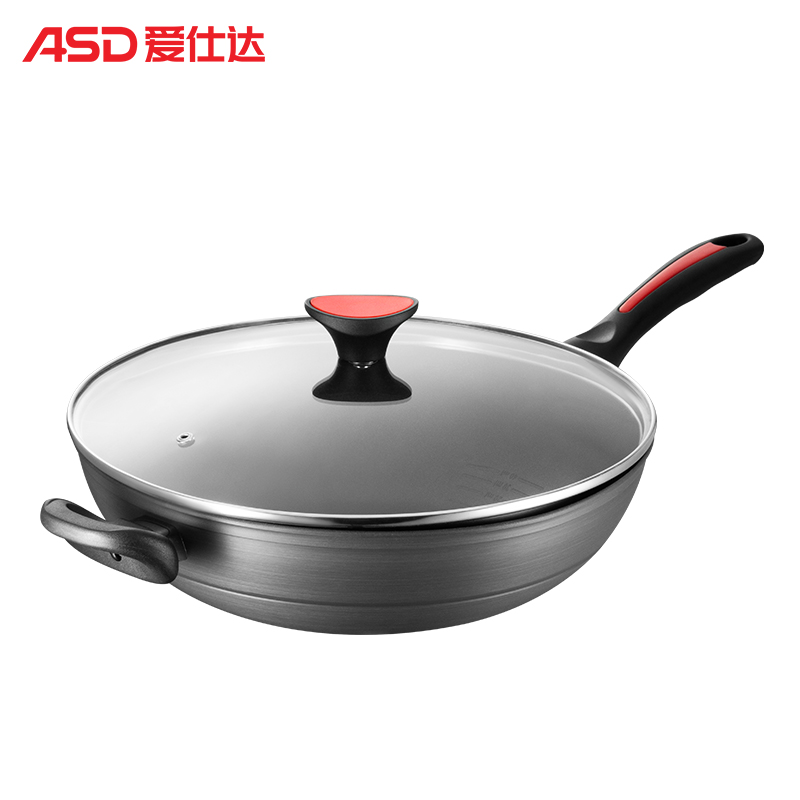 爱仕达(ASD)锅具32CM不粘炒锅CL32B5WG 油你控硬氧无油烟磁炉通用家用轻巧炒菜锅炒锅