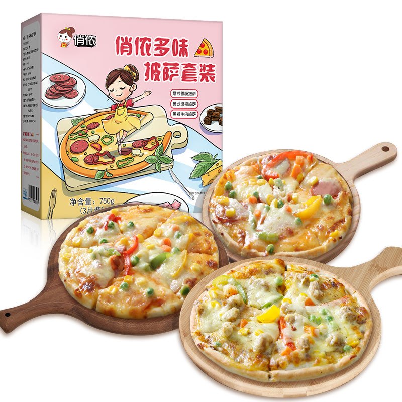 俏侬 多味披萨组合3口味 750g(意式香肠 美式培根 黑椒牛肉)