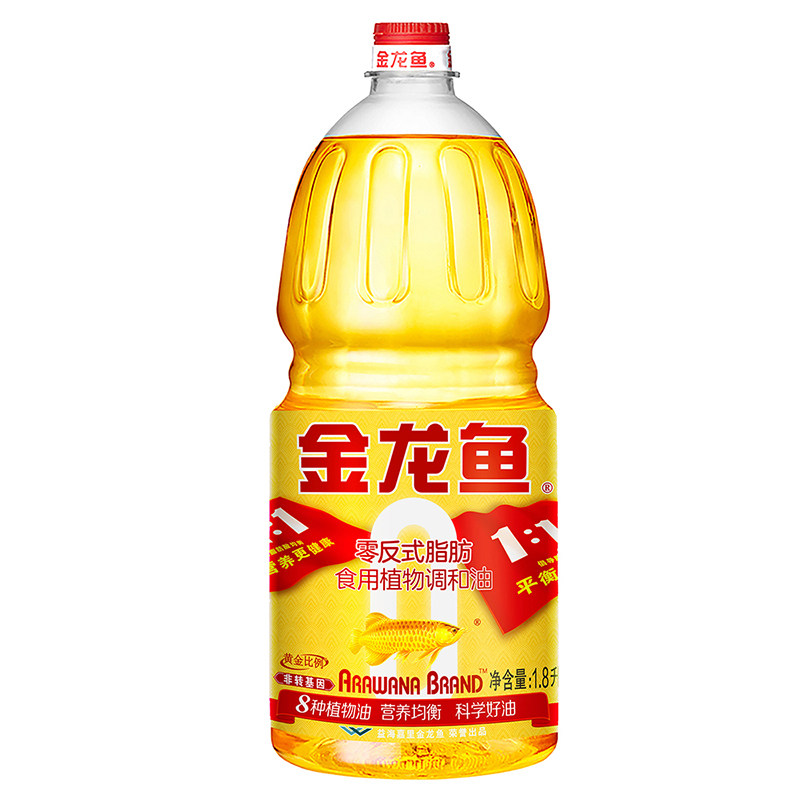 金龙鱼黄金比例1比1调和油1.8L升非转基因正品家用桶装植物食用油高清大图