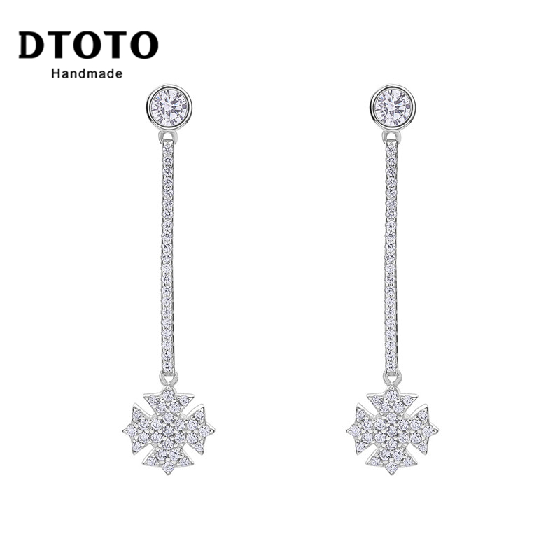 DTOTO 纯银耳钉女简约长款耳饰耳坠
