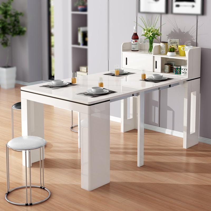 家用折叠餐桌椅组合简约小户型多功能可伸缩吃饭桌长方形桌子隐形