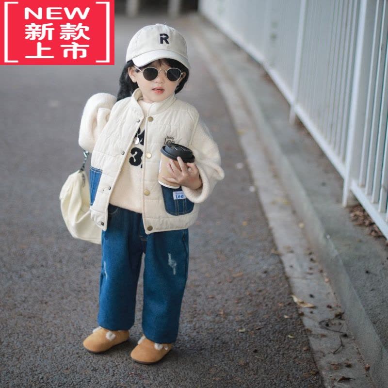 可莉允韩国童装2022冬季新款男女儿童贴布马甲棉袄加厚保暖宝宝棉衣外套棉服图片