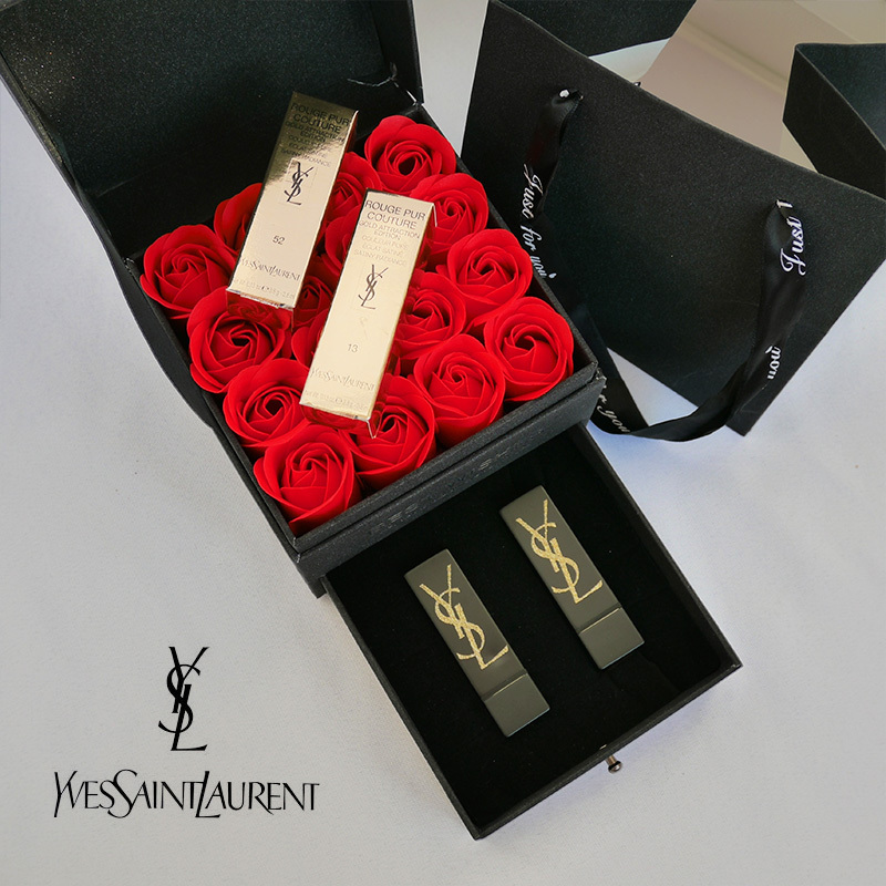 《3.8女王节秒发》YSL口红黑管细管小金条新款限量杨树林圣罗兰方管1 12 13唇膏礼盒随机热卖色2支装女友礼物生日