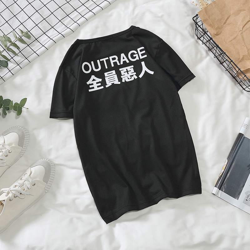 欧蔓得2019港风夏装韩版超火全员恶人文字印花短袖体恤衫男女情侣t恤