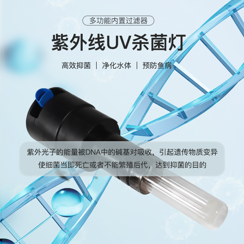 鱼缸灯UV过滤水族箱循环内置过滤器设备三合一净水循环潜水泵高清大图