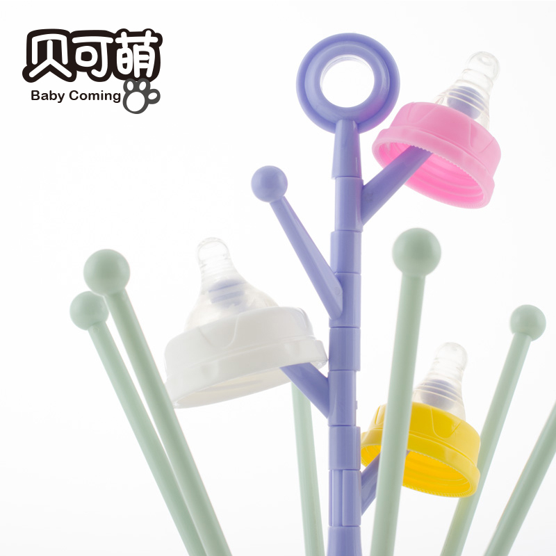 贝可萌(Baby Coming)奶瓶干燥架 奶瓶晾干沥水架 防尘架 PP+ABS材质