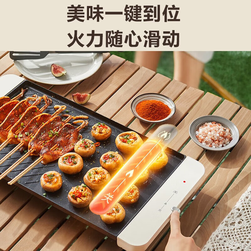 苏泊尔(SUPOR)烧烤炉烤肉锅电烤盘家用多功能大功率轻油少烟大容量4-6人不粘电烤盘烤肉机GJ4025P806 机械款高清大图