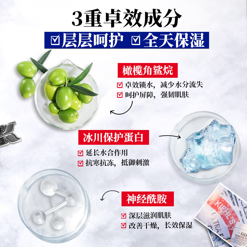 [顺丰]科颜氏(Kiehl’’s)高保湿面霜125ml 角鲨烷长效补水保湿修护去角质 营养滋润修护改善肌肤