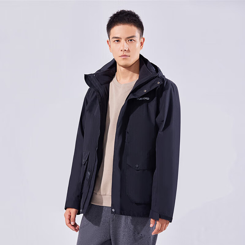 探路者 秋冬户外防风羽绒服 铁蓝灰-男XXL