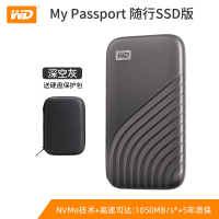 西部数据(WD)固态移动硬盘1TB Type-C便携加密 My Passport随行SSD版 NVMe技术 深空灰