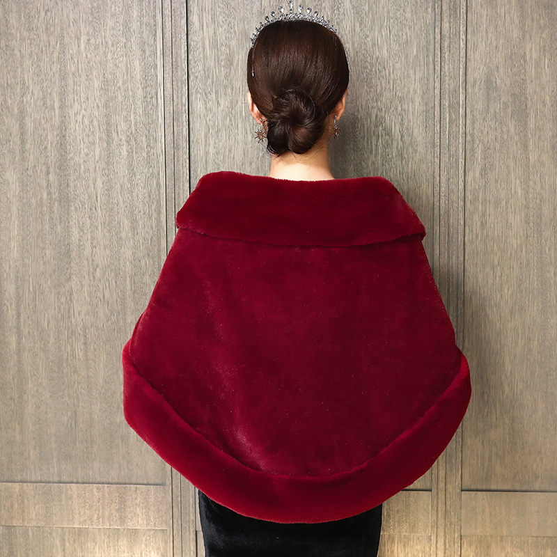 热卖旗袍毛披肩冬妈妈斗篷披肩女春秋毛绒优雅百搭礼服外搭复古冬加厚