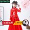 spreeze 儿童汉服女秋冬装连衣裙加绒洋气公主裙唐装女童裙子套装秋款红色
