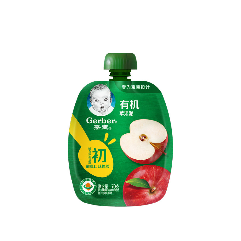 嘉宝有机苹果泥 宝宝果泥 婴儿辅食泥 零食 哄娃神器 果泥吸吸袋70g辅食添加初期(6月龄起)