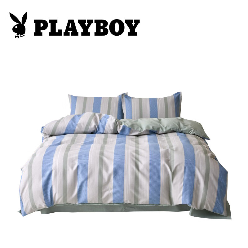 花花公子 PLAYBOY 床品套件 1米床 四季适用 斜纹活性印花 聚酯纤维 多件套 床单式设计