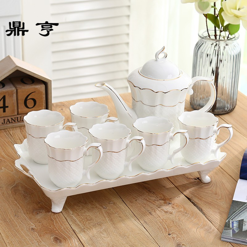 鼎亨欧式咖啡具 简约水具 茶杯陶瓷咖啡杯茶具客厅杯子套装 家用
