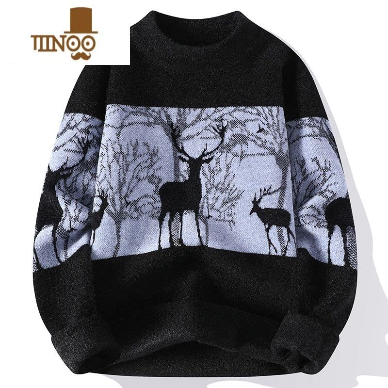 YANXU雪尼尔半高领毛衣男士冬季青少年加绒加厚打底衫高中学生保暖上衣图片