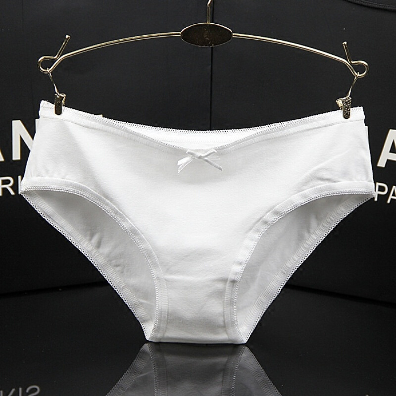 透气约基础黑白色纯色低腰女士内裤舒适性感折扣三角女内裤白色白色m