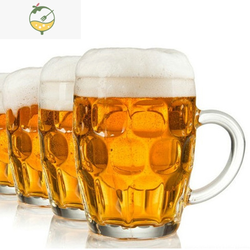 yicheng啤酒杯个性扎啤杯把手创意家用加厚玻璃杯小号菠萝杯大号水杯