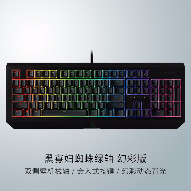 雷蛇(Razer)黑寡妇蜘蛛 机械键盘 绿轴 有线键盘 游戏键盘 电竞吃鸡键盘 幻彩版