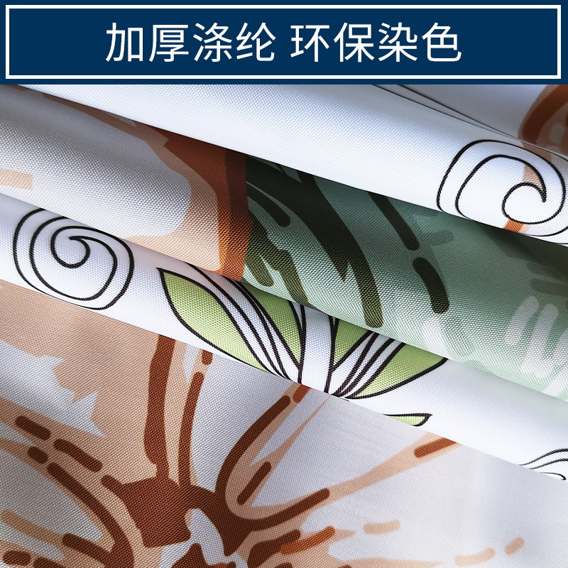 北欧数码卫生间浴帘套装洗澡防水布加厚浴室帘子浴间隔断淋浴挂帘 三维工匠高清大图
