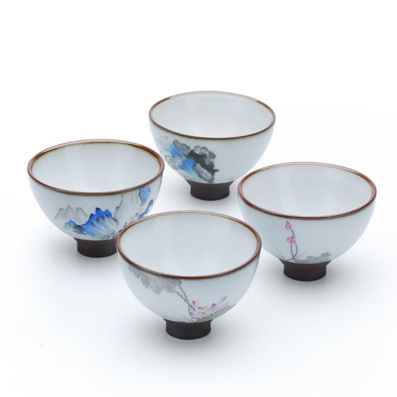 美帮汇景德镇茶具手绘斗笠杯汝窑粗陶主人杯 品茗杯小茶杯陶瓷高清大图