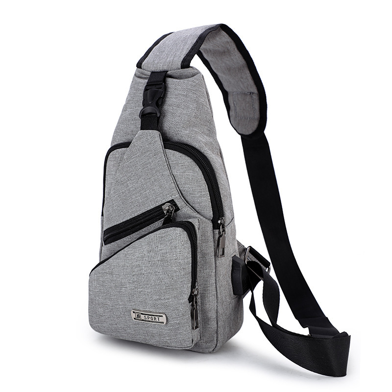 时尚男士胸包多功能单肩斜挎包休闲运动胸前男包
