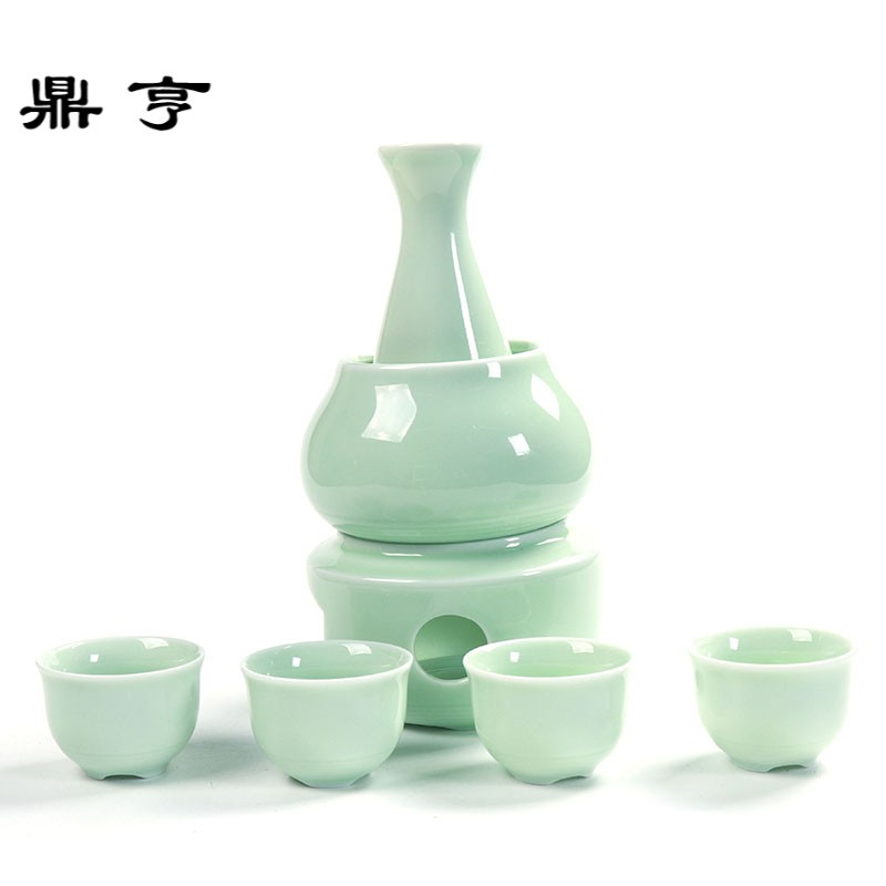 鼎亨陶瓷日式花窗温酒壶白黄酒杯暖酒器家用加热黄酒烫酒壶煮酒壶