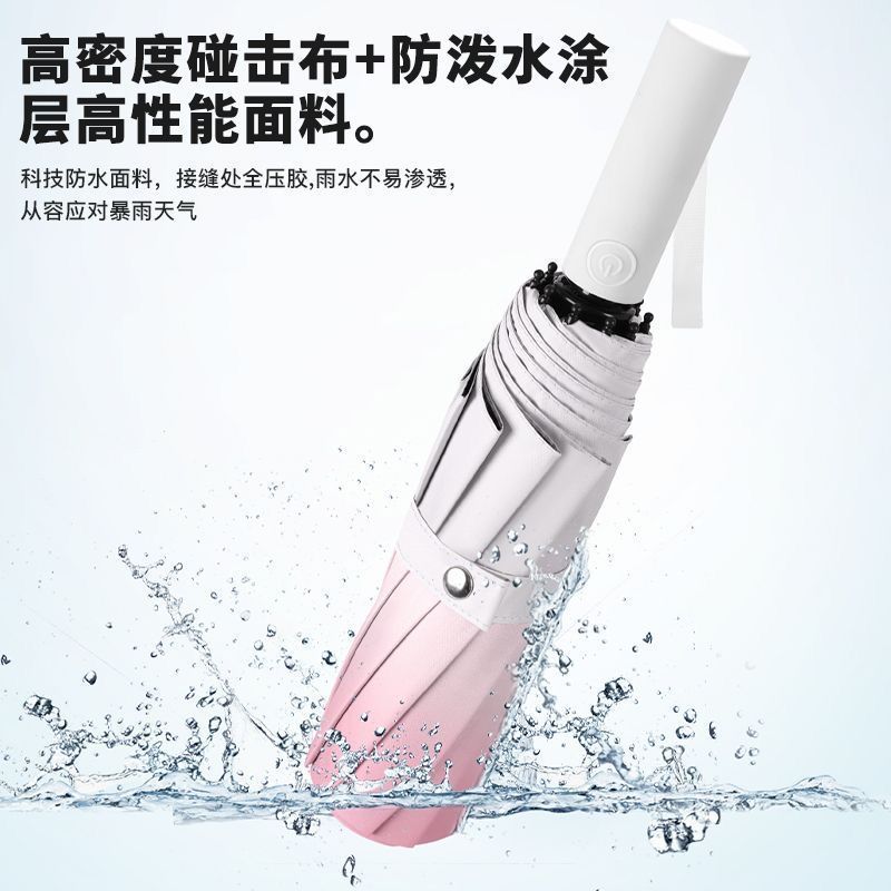 雨伞渐变色高颜值耐用加粗雨伞女防晒防紫外线晴雨伞折叠男遮阳伞高清大图