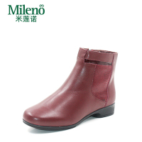Mileno/米莲诺时尚牛皮平底女短靴健康舒适保暖妈妈鞋M164530