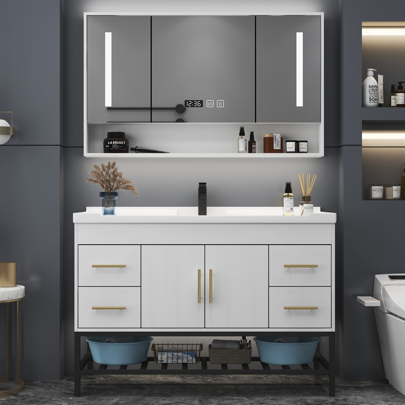 东映之画现代简约浴室柜组合轻奢洗漱台洗手洗脸盆柜组合实木卫生间小