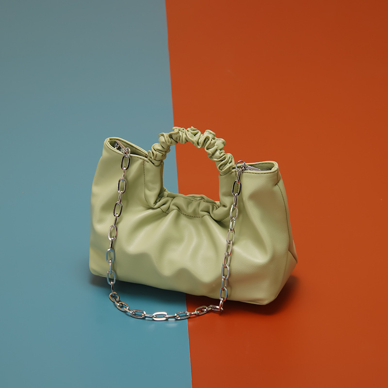 韩版休闲软皮褶皱包质感经典云朵包轻奢感手提包法式腋下包